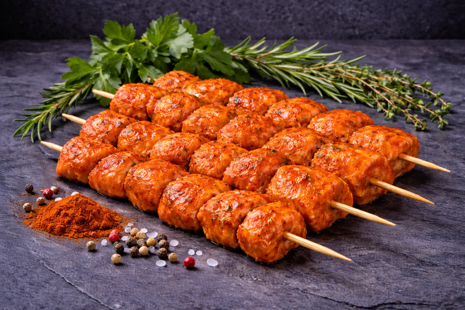 Brochettes de poulet marinées au paprika